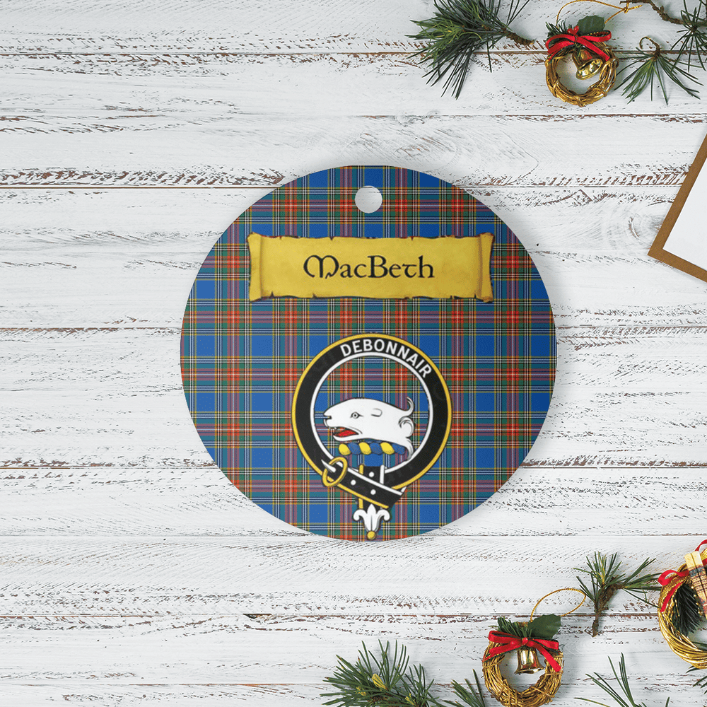 Clan MacBeth Ancient Tartan Crest Round Ceramic Ornament GO24 MacBeth Ancient Tartan Tartan Christmas   