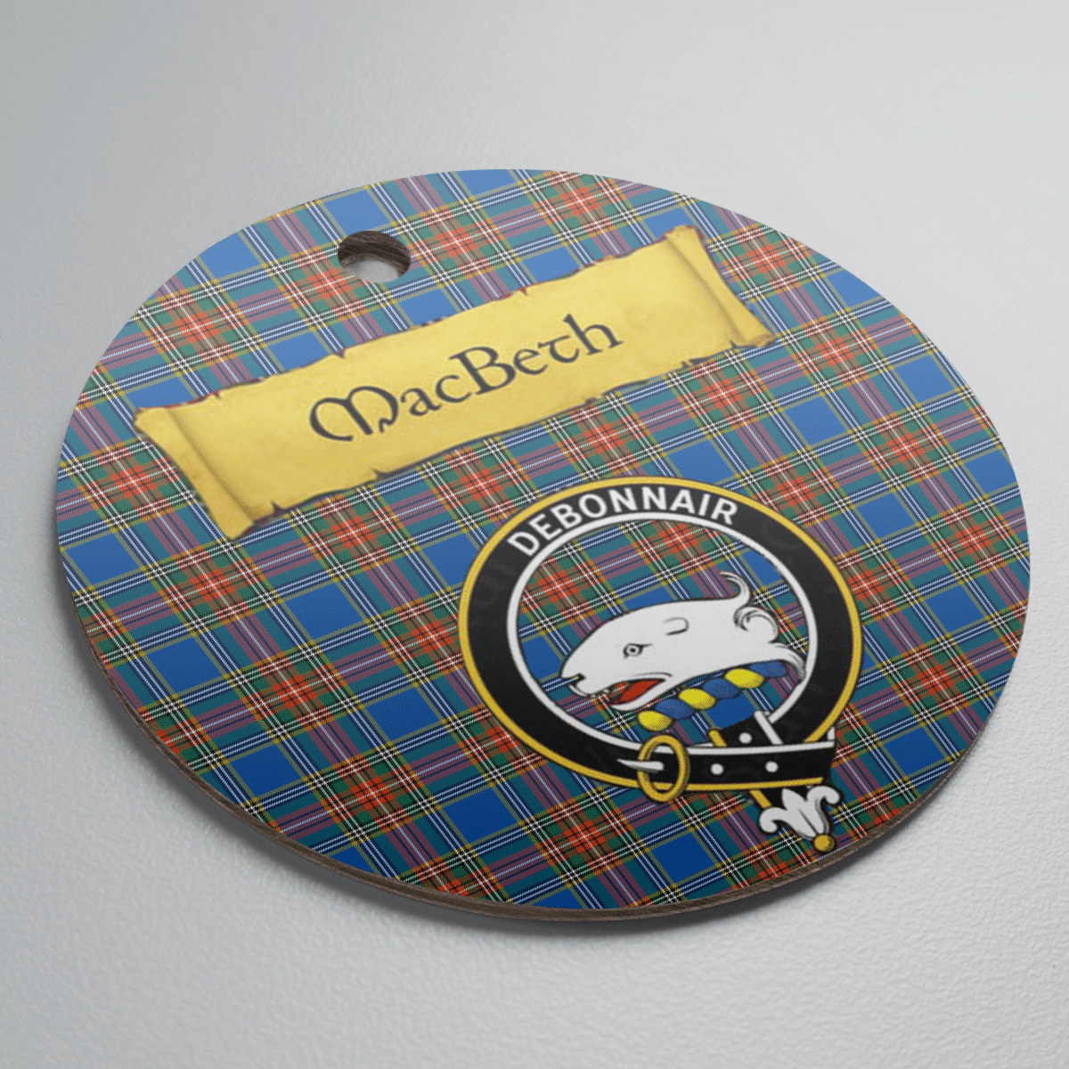 Clan MacBeth Ancient Tartan Crest Round Ceramic Ornament GO24 MacBeth Ancient Tartan Tartan Christmas   