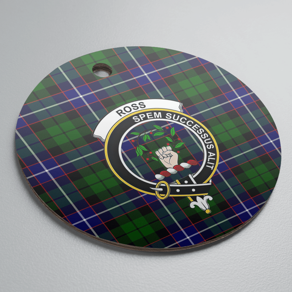 Clan Russell Modern Tartan Crest Round Ceramic Ornament QX19 Russell Modern Tartan Tartan Christmas   