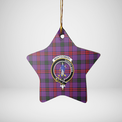 Clan Montgomery Modern Tartan Crest Star Ceramic Ornament