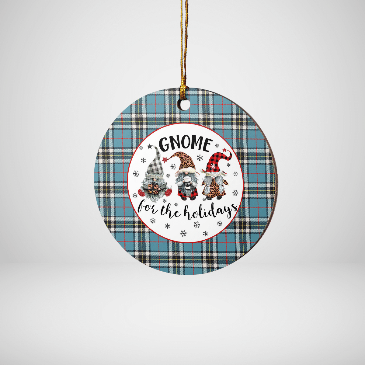 Clan Thomson Tartan Tartan Crest Gnome Round Ceramic Ornament VV44 Thomson Tartan Tartan Christmas   