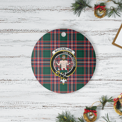 Clan MacFarlane Hunting Modern Tartan Crest Round Ceramic Ornament VM31 MacFarlane Hunting Modern Tartan Tartan Christmas   