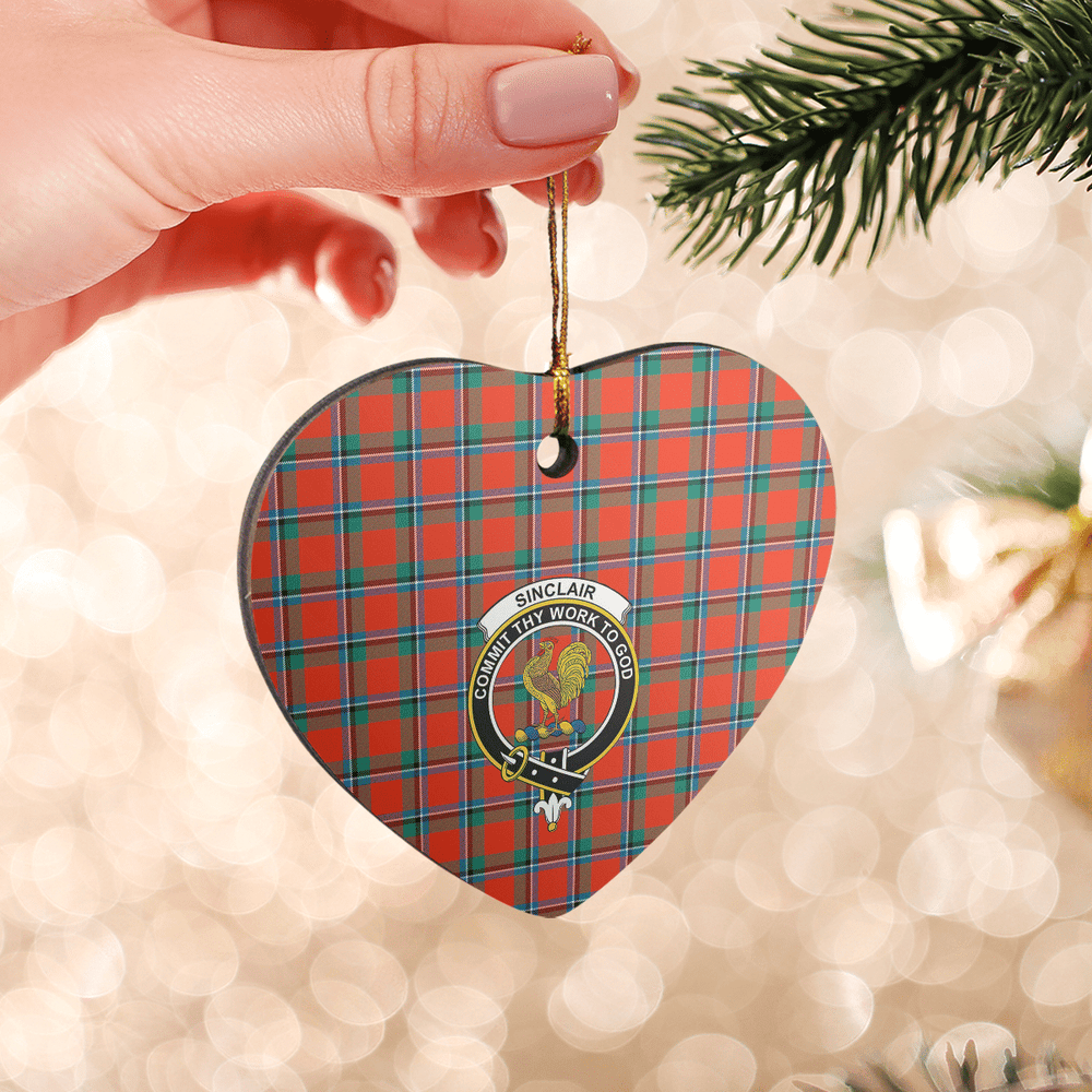 Clan Sinclair Ancient Tartan Crest Heart Ceramic Ornament BX72 Sinclair Ancient Tartan Tartan Christmas   