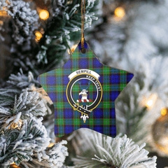 Clan Sempill Modern Tartan Crest Star Ceramic Ornament QX89 Sempill Modern Tartan Tartan Christmas   
