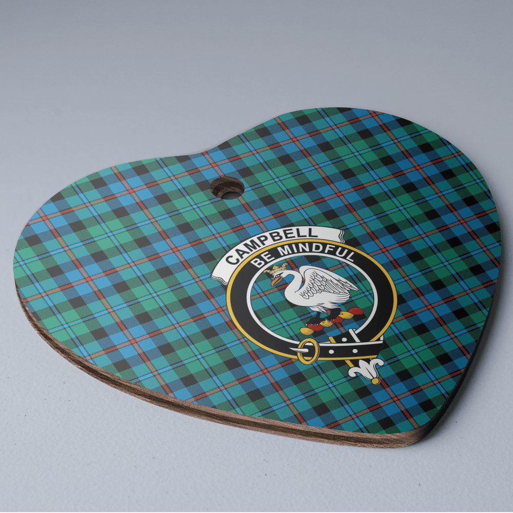 Clan Campbell of Cawdor Ancient Tartan Crest Heart Ceramic Ornament HL24 Campbell of Cawdor Ancient Tartan Tartan Christmas   