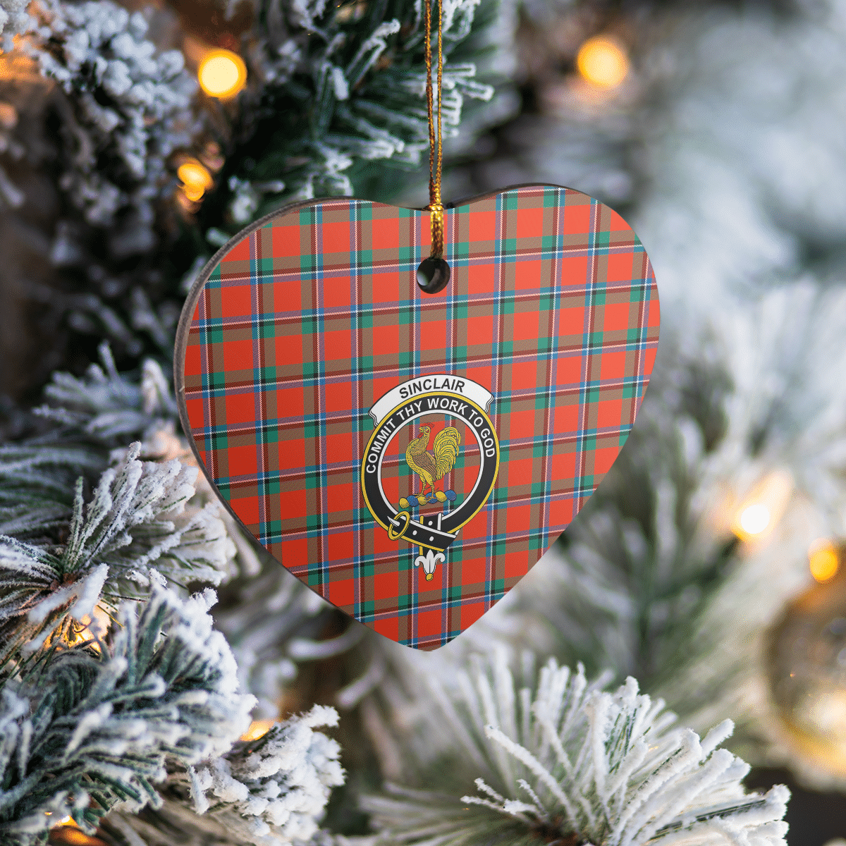 Clan Sinclair Ancient Tartan Crest Heart Ceramic Ornament BX72 Sinclair Ancient Tartan Tartan Christmas   