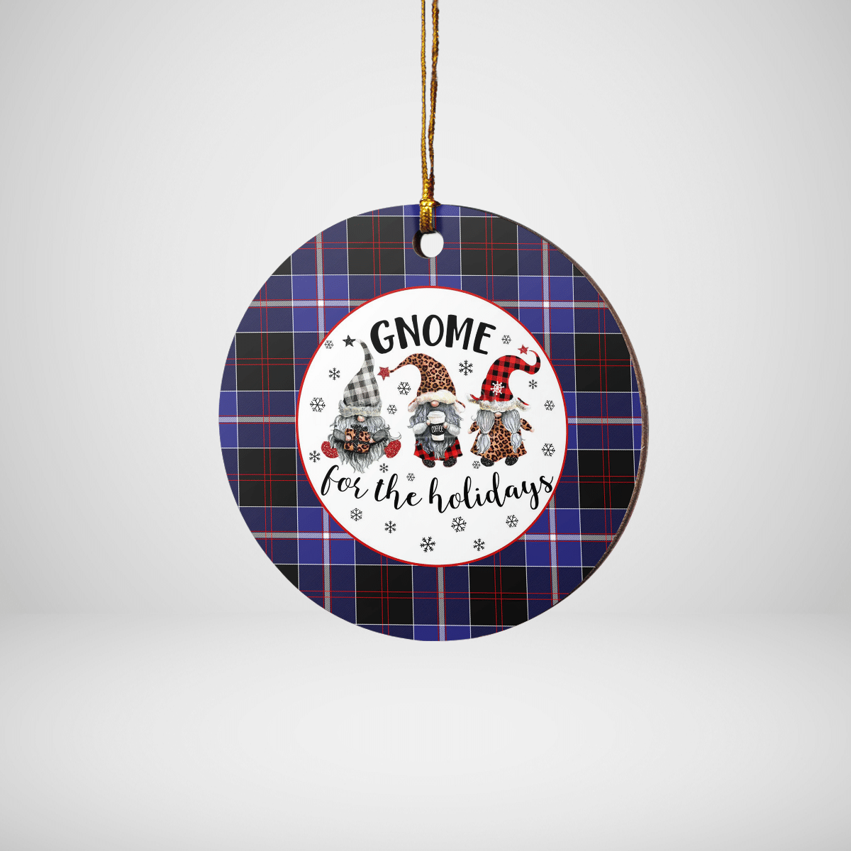 Clan Dunlop Modern Tartan Tartan Crest Gnome Round Ceramic Ornament NT33 Dunlop Modern Tartan Tartan Christmas   
