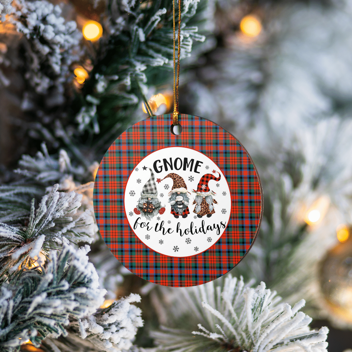 Clan MacDuff Ancient Tartan Tartan Crest Gnome Round Ceramic Ornament AK31 MacDuff Ancient Tartan Tartan Christmas   