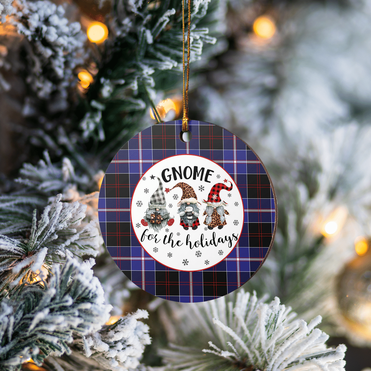 Clan Dunlop Modern Tartan Tartan Crest Gnome Round Ceramic Ornament NT33 Dunlop Modern Tartan Tartan Christmas   