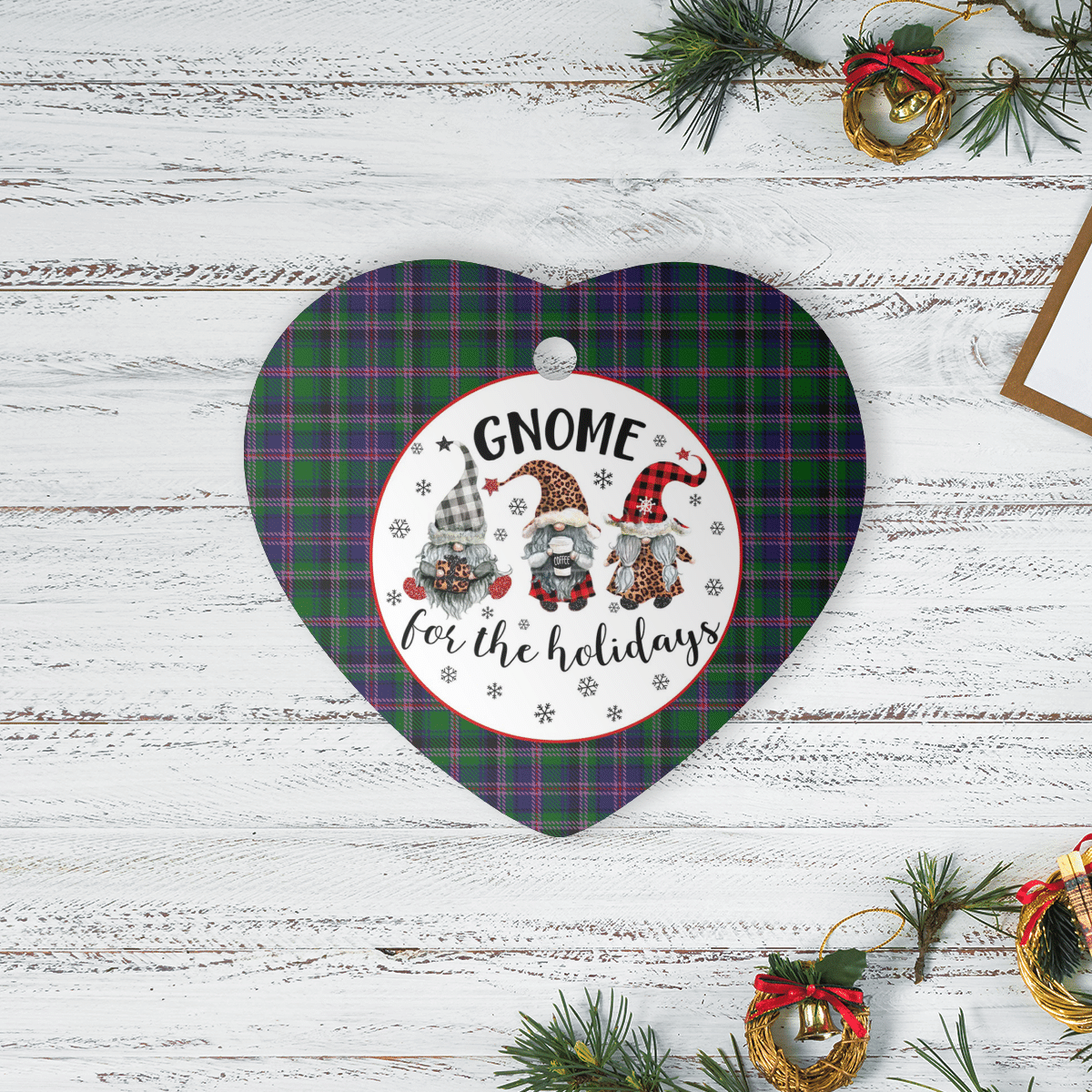 Clan Cooper Modern Tartan Tartan Crest Gnome Heart Ceramic Ornament QS58 Cooper Modern Tartan Tartan Christmas   