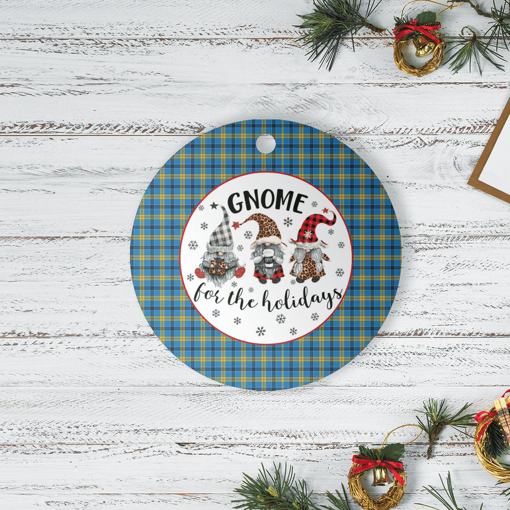 Clan Laing Tartan Tartan Crest Gnome Round Ceramic Ornament SI96 Laing Tartan Tartan Christmas   