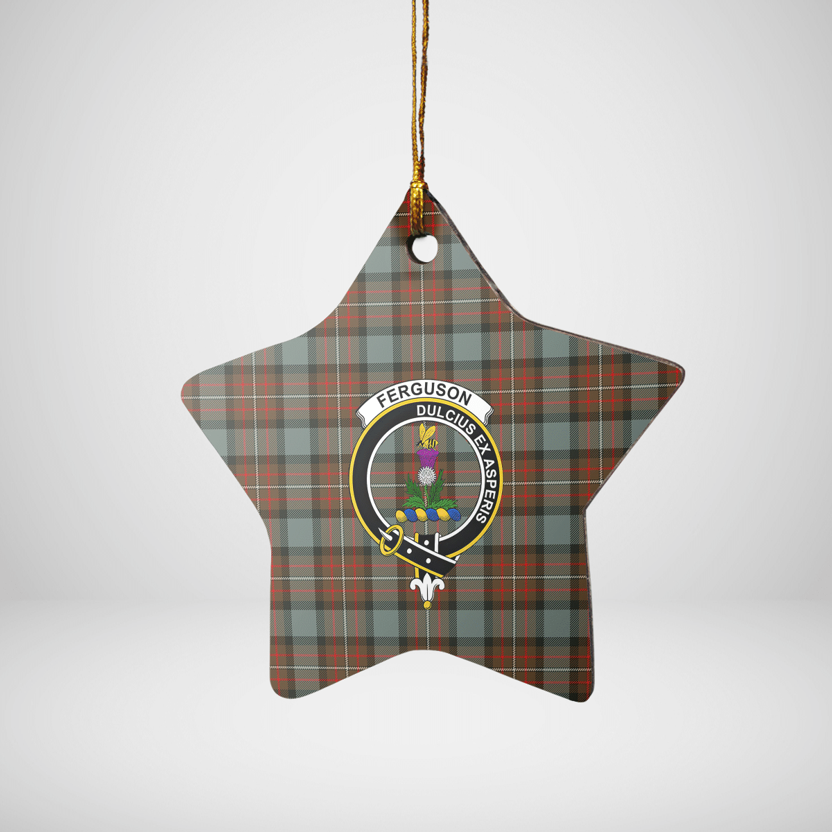 Clan Fergusson Weathered Tartan Crest Star Ceramic Ornament SF80 Fergusson Weathered Tartan Tartan Christmas   