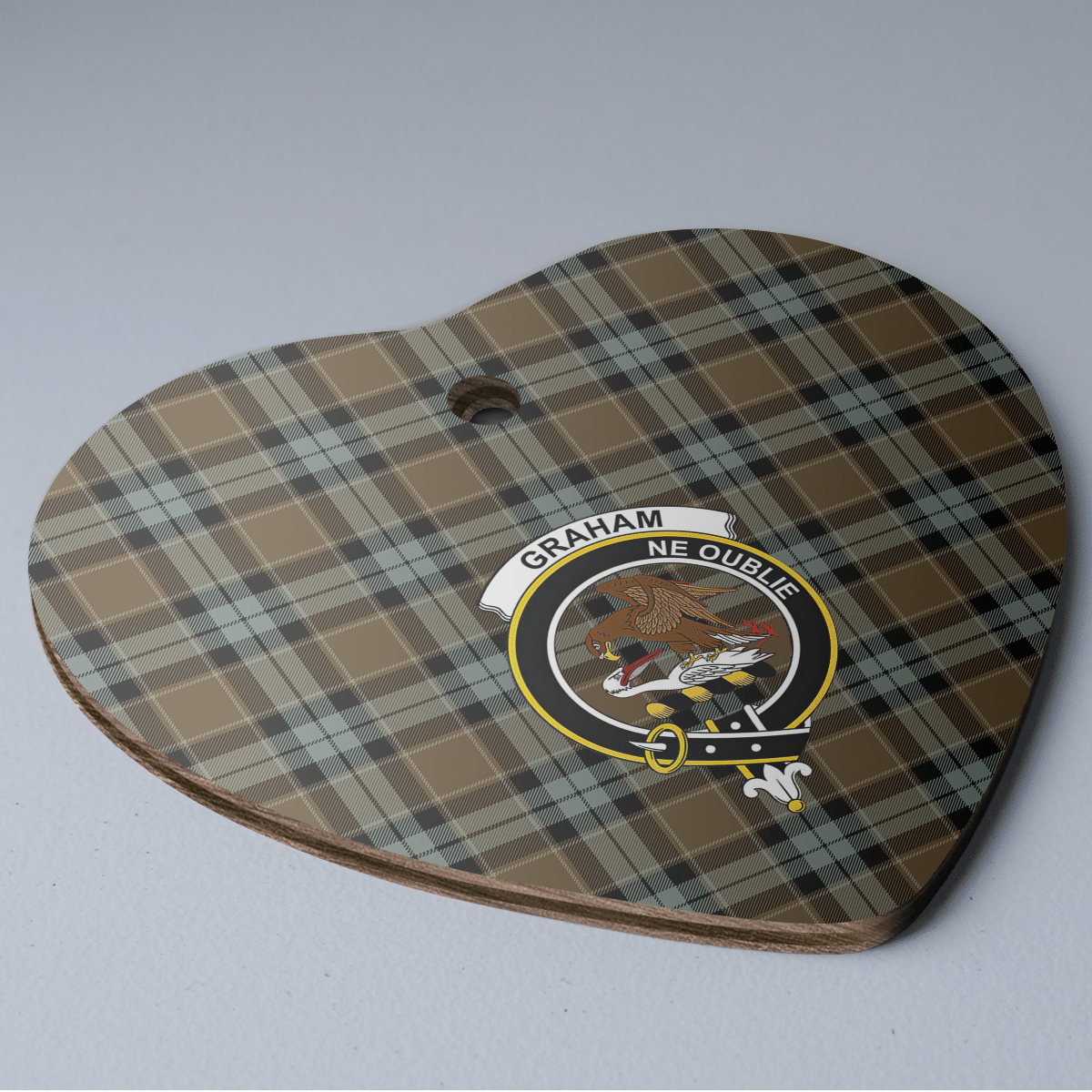 Clan Graham of Menteith Weathered Tartan Crest Heart Ceramic Ornament EX92 Graham of Menteith Weathered Tartan Tartan Christmas   