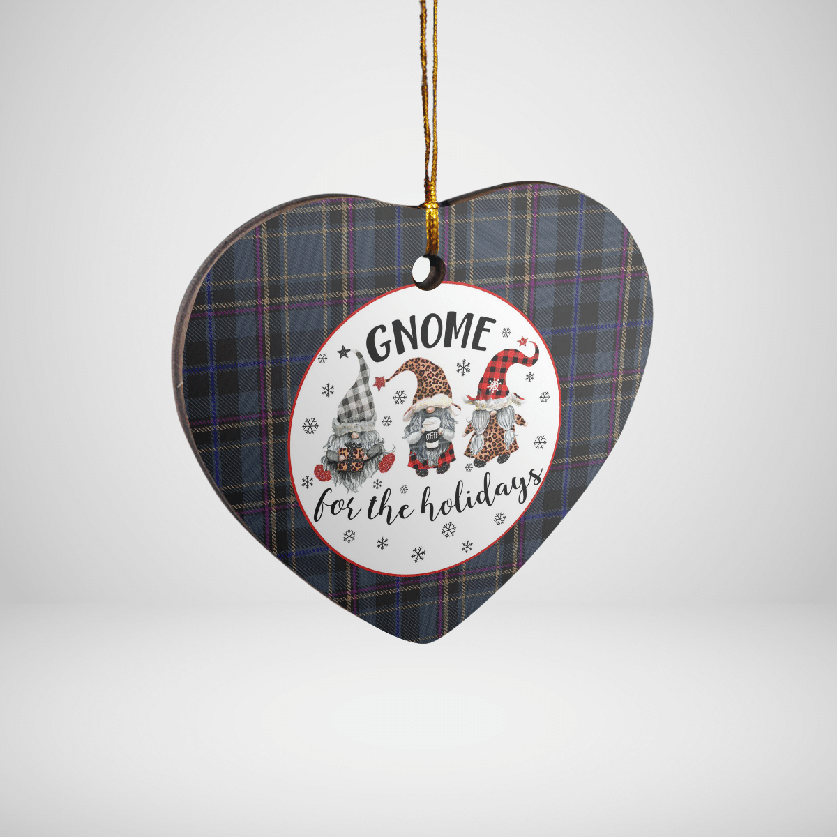 Clan Conway Tartan Tartan Crest Gnome Heart Ceramic Ornament QL97 Conway Tartan Tartan Christmas   