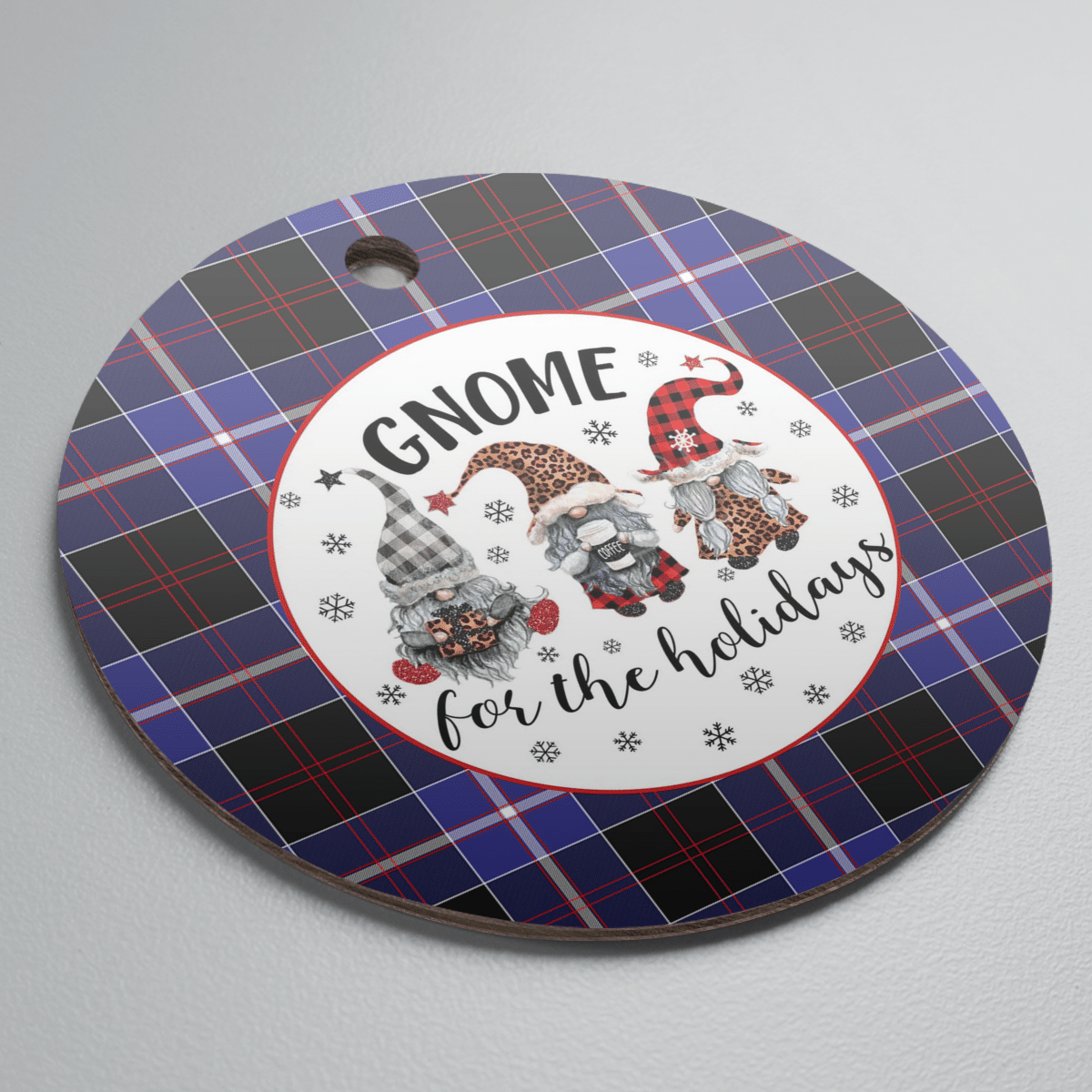 Clan Dunlop Modern Tartan Tartan Crest Gnome Round Ceramic Ornament NT33 Dunlop Modern Tartan Tartan Christmas   
