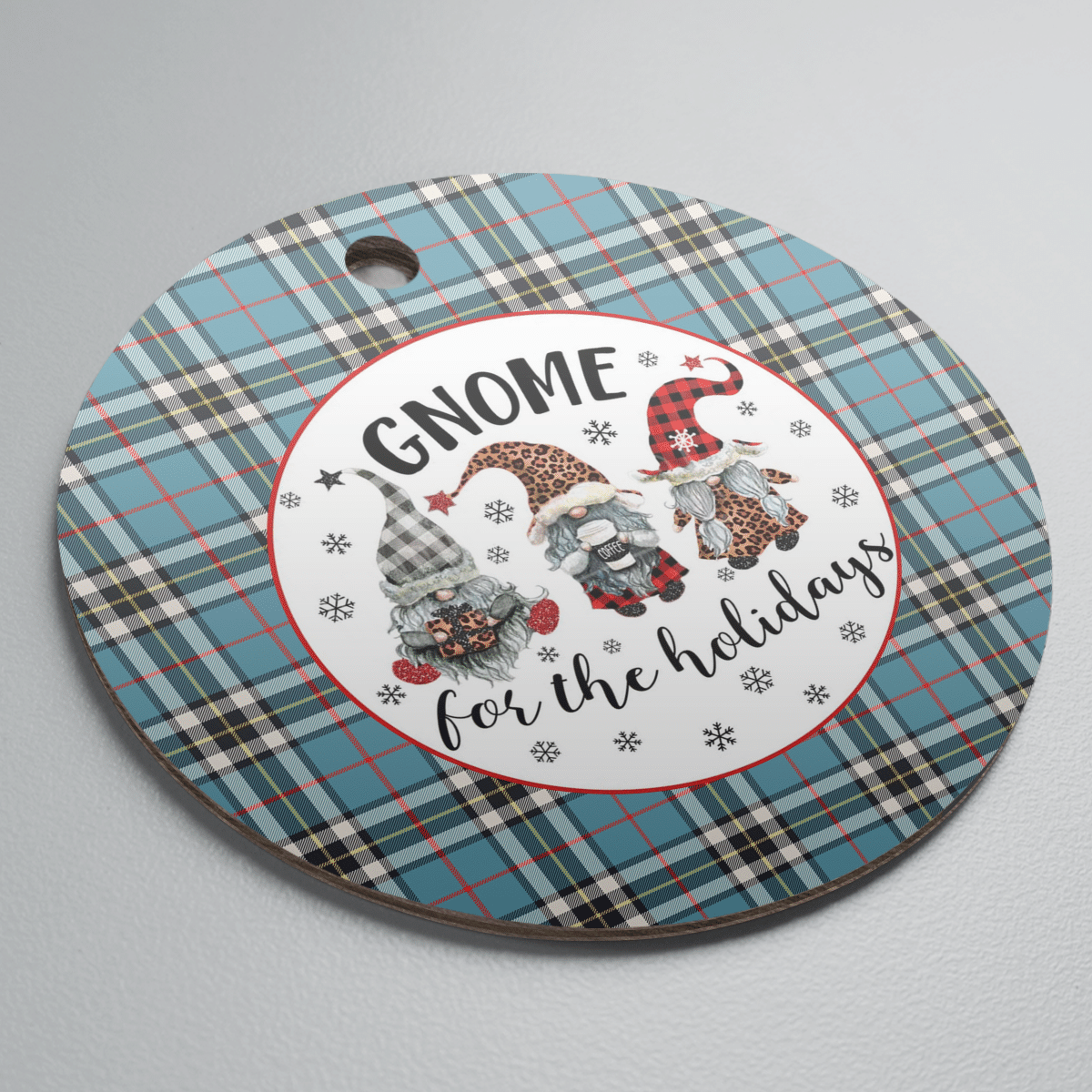 Clan Thomson Tartan Tartan Crest Gnome Round Ceramic Ornament VV44 Thomson Tartan Tartan Christmas   