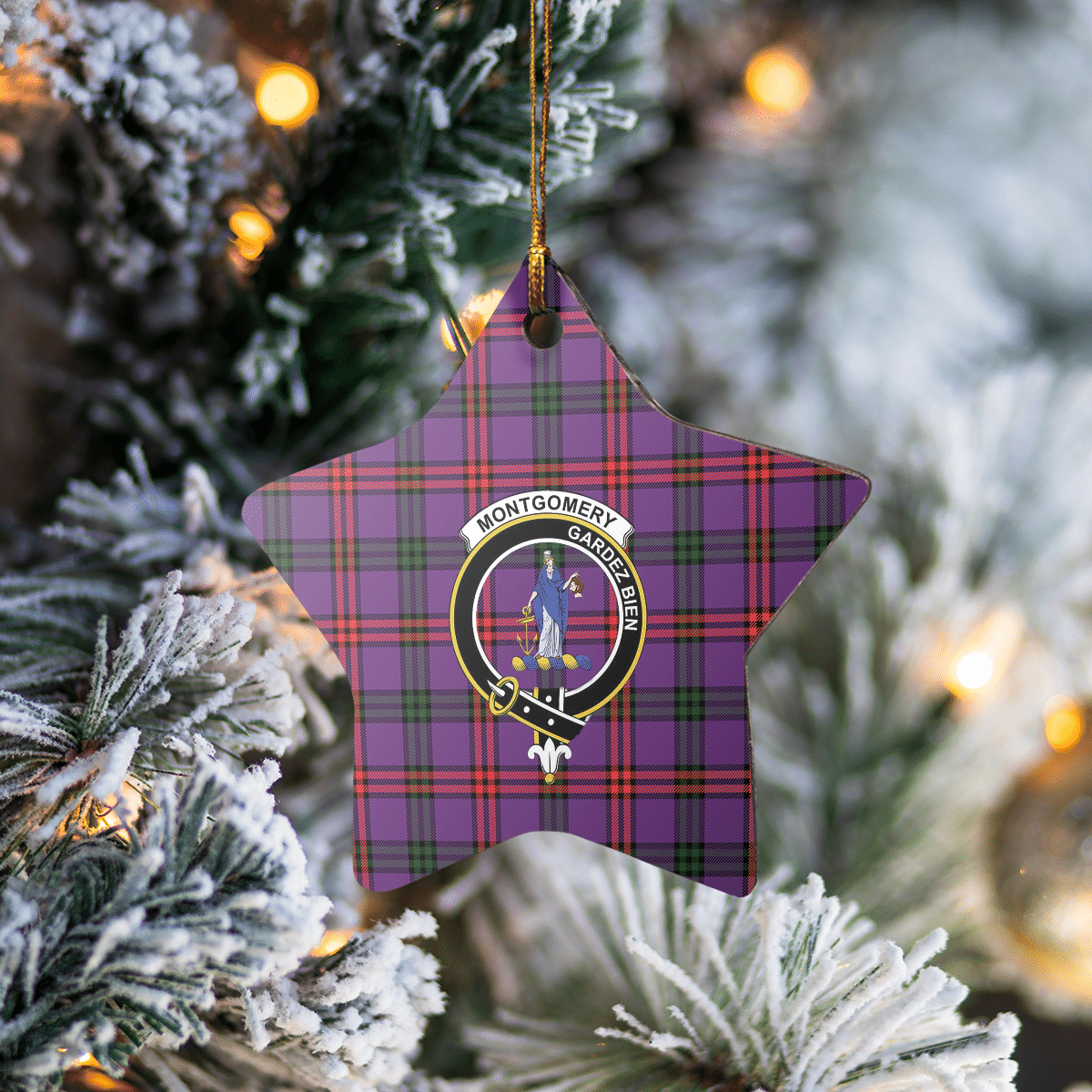 Clan Montgomery Modern Tartan Crest Star Ceramic Ornament UM26 Montgomery Modern Tartan Tartan Christmas   