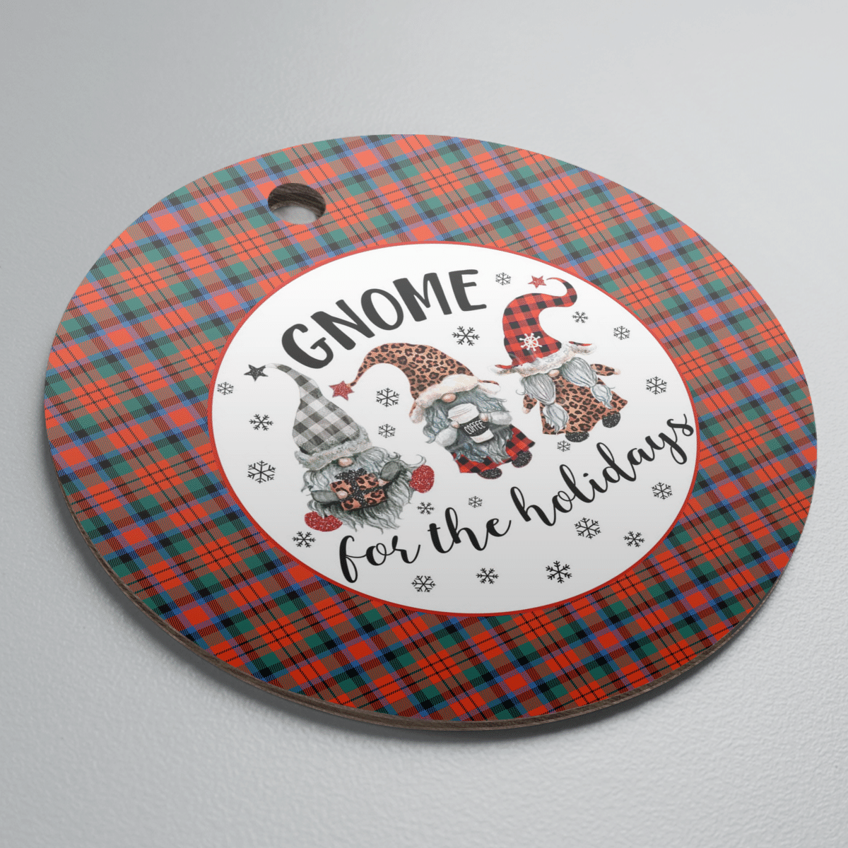 Clan MacDuff Ancient Tartan Tartan Crest Gnome Round Ceramic Ornament AK31 MacDuff Ancient Tartan Tartan Christmas   