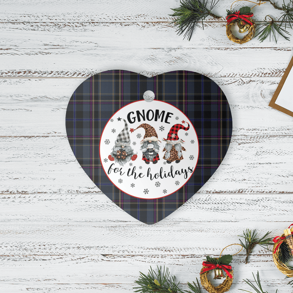 Clan Conway Tartan Tartan Crest Gnome Heart Ceramic Ornament QL97 Conway Tartan Tartan Christmas   