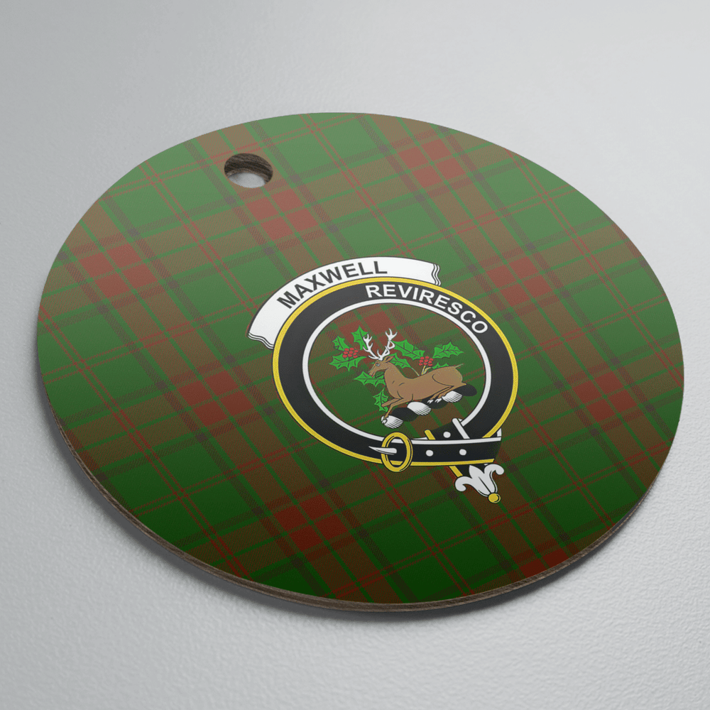 Clan Maxwell Hunting Tartan Crest Round Ceramic Ornament TZ46 Maxwell Hunting Tartan Tartan Christmas   