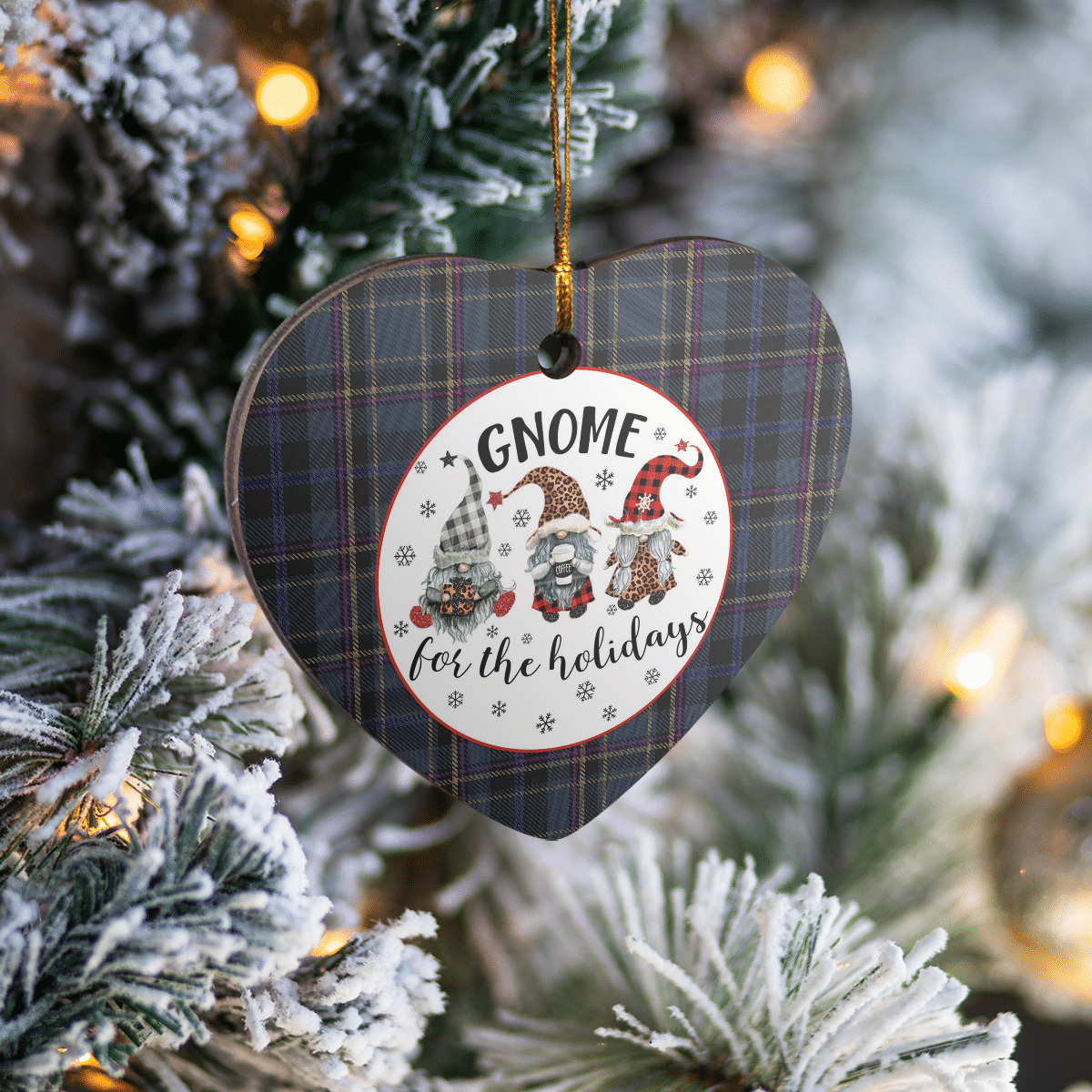 Clan Conway Tartan Tartan Crest Gnome Heart Ceramic Ornament QL97 Conway Tartan Tartan Christmas   