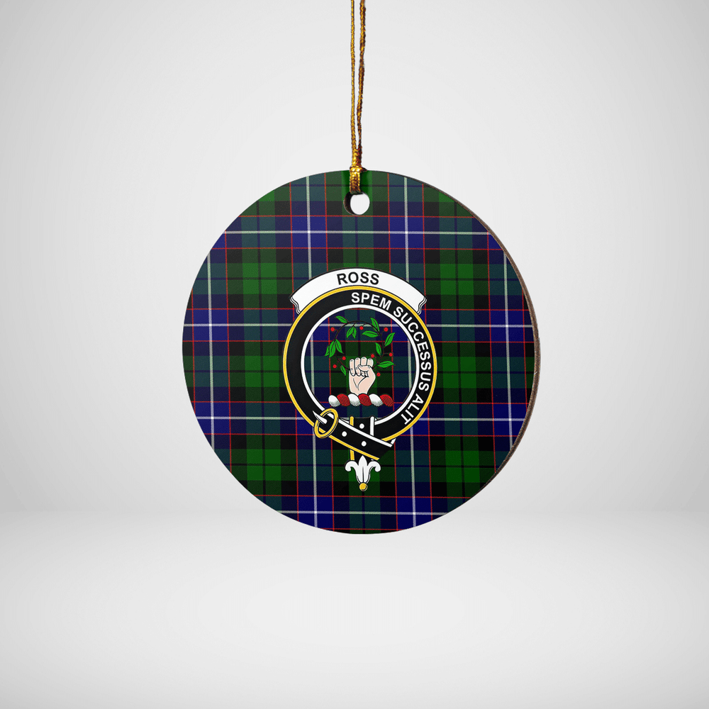 Clan Russell Modern Tartan Crest Round Ceramic Ornament QX19 Russell Modern Tartan Tartan Christmas   