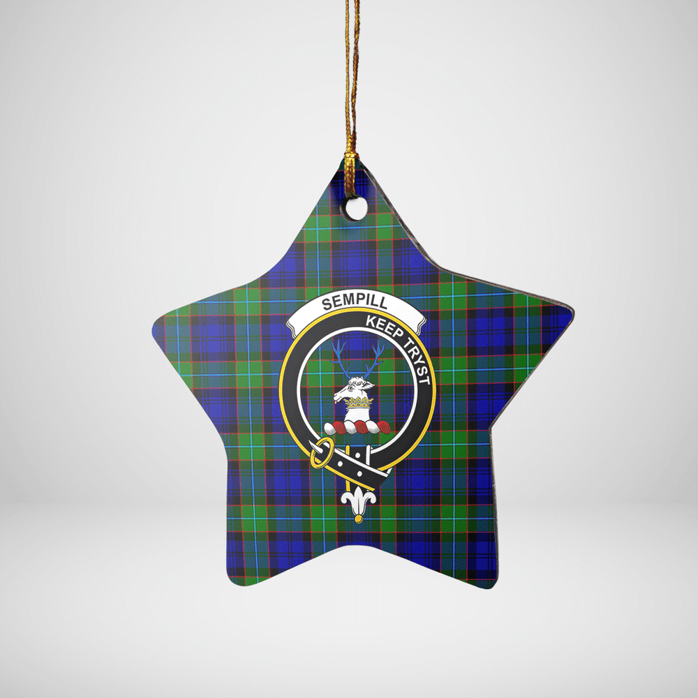 Clan Sempill Modern Tartan Crest Star Ceramic Ornament QX89 Sempill Modern Tartan Tartan Christmas   