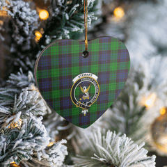 Clan Stewart Old Modern Tartan Crest Heart Ceramic Ornament HC15 Stewart Old Modern Tartan Tartan Christmas   