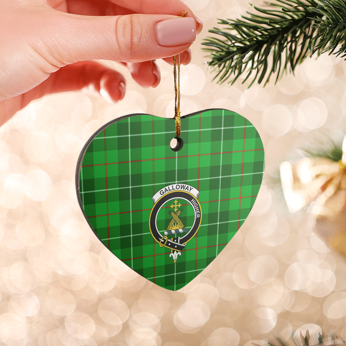 Clan Galloway District Tartan Crest Heart Ceramic Ornament ZW37 Galloway District Tartan Tartan Christmas   