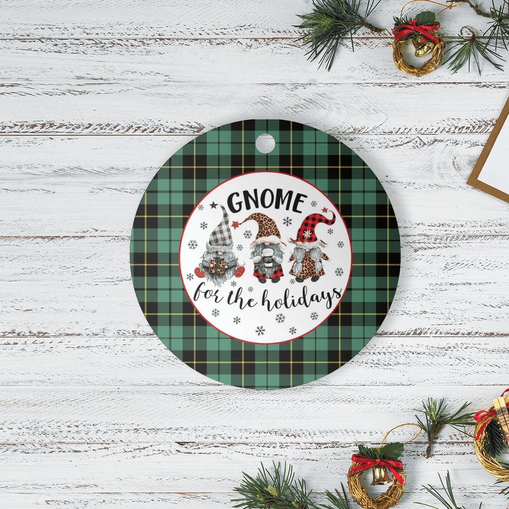 Clan Wallace Hunting Ancient Tartan Tartan Crest Gnome Round Ceramic Ornament MF86 Wallace Hunting Ancient Tartan Tartan Christmas   