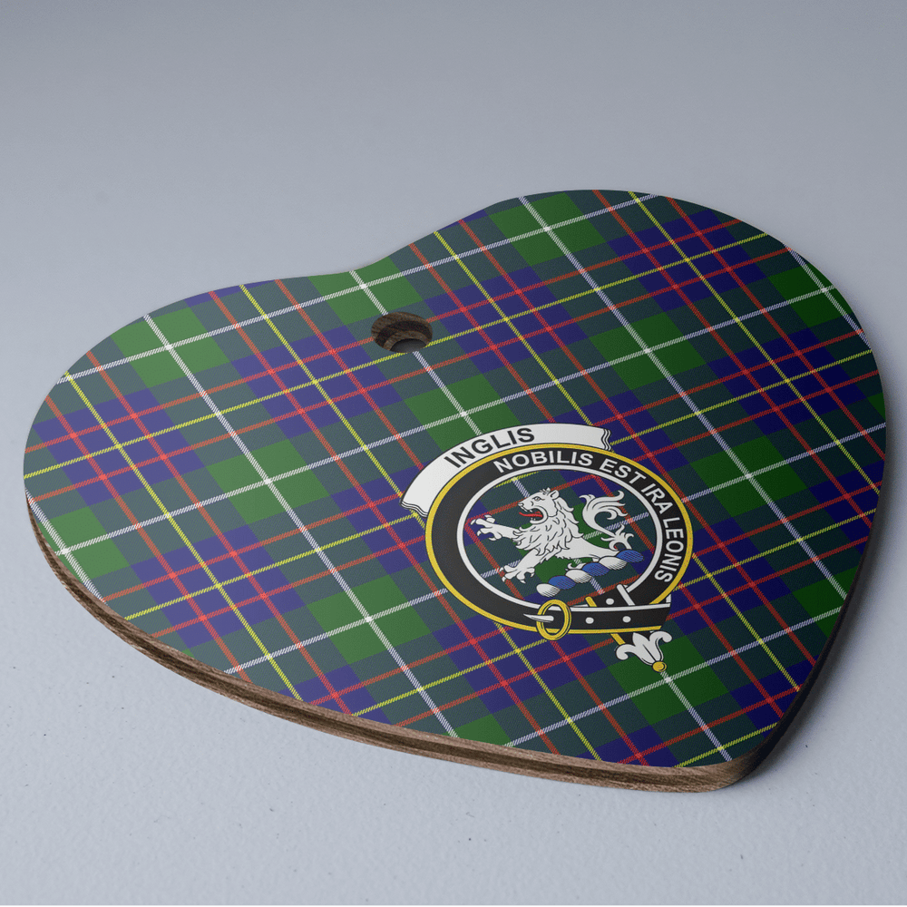 Clan Inglis Modern Tartan Crest Heart Ceramic Ornament DR75 Inglis Modern Tartan Tartan Christmas   
