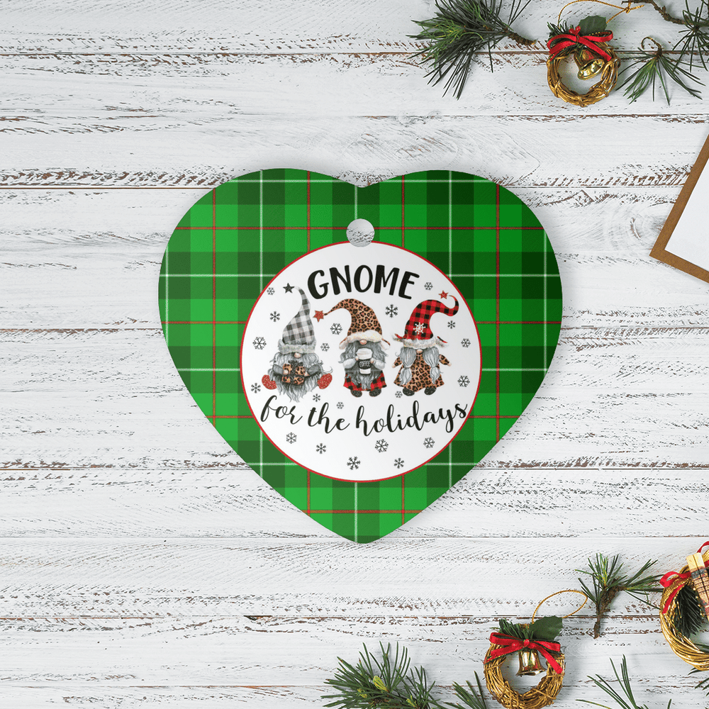 Clan Galloway District Tartan Tartan Crest Gnome Heart Ceramic Ornament CE60 Galloway District Tartan Tartan Christmas   