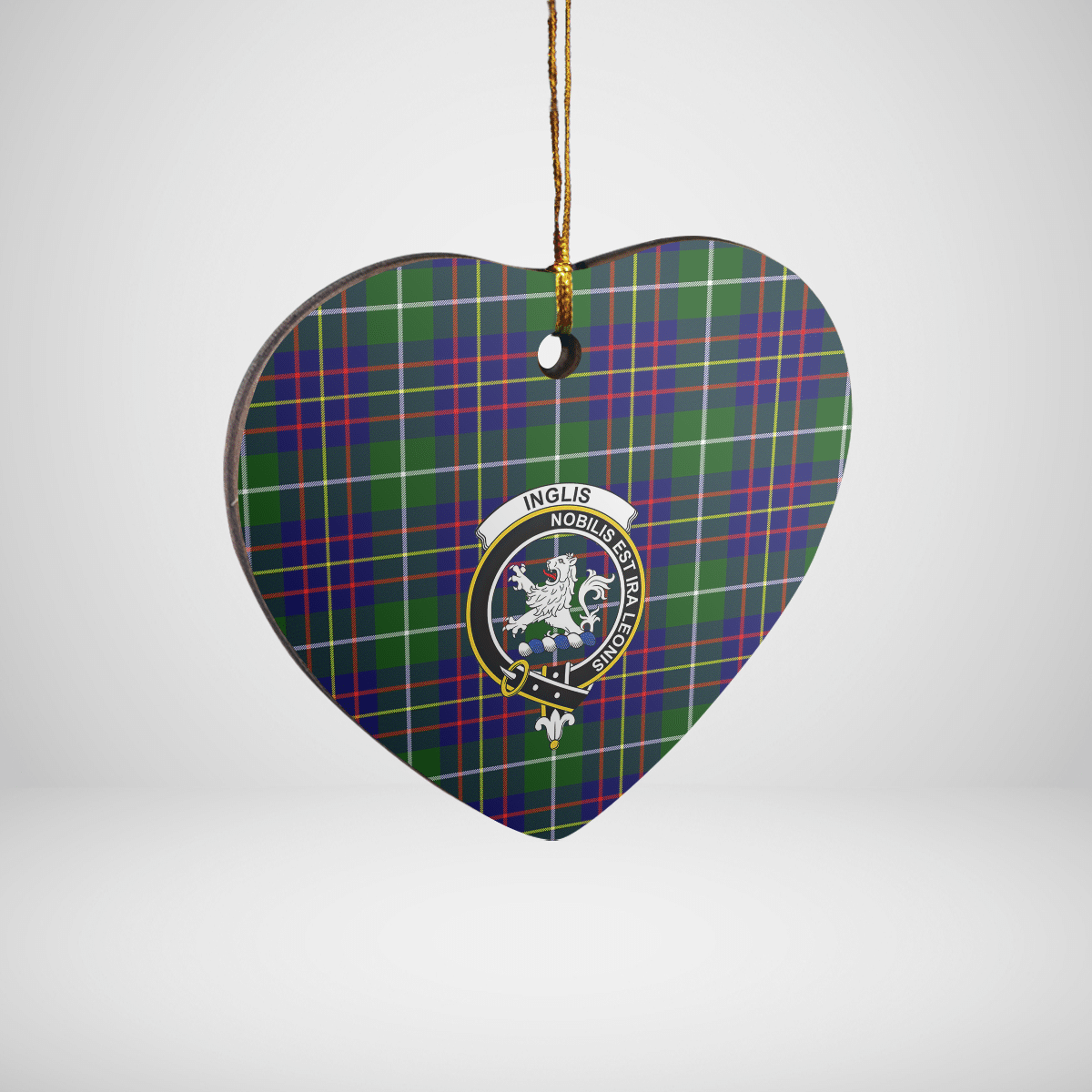 Clan Inglis Modern Tartan Crest Heart Ceramic Ornament DR75 Inglis Modern Tartan Tartan Christmas   