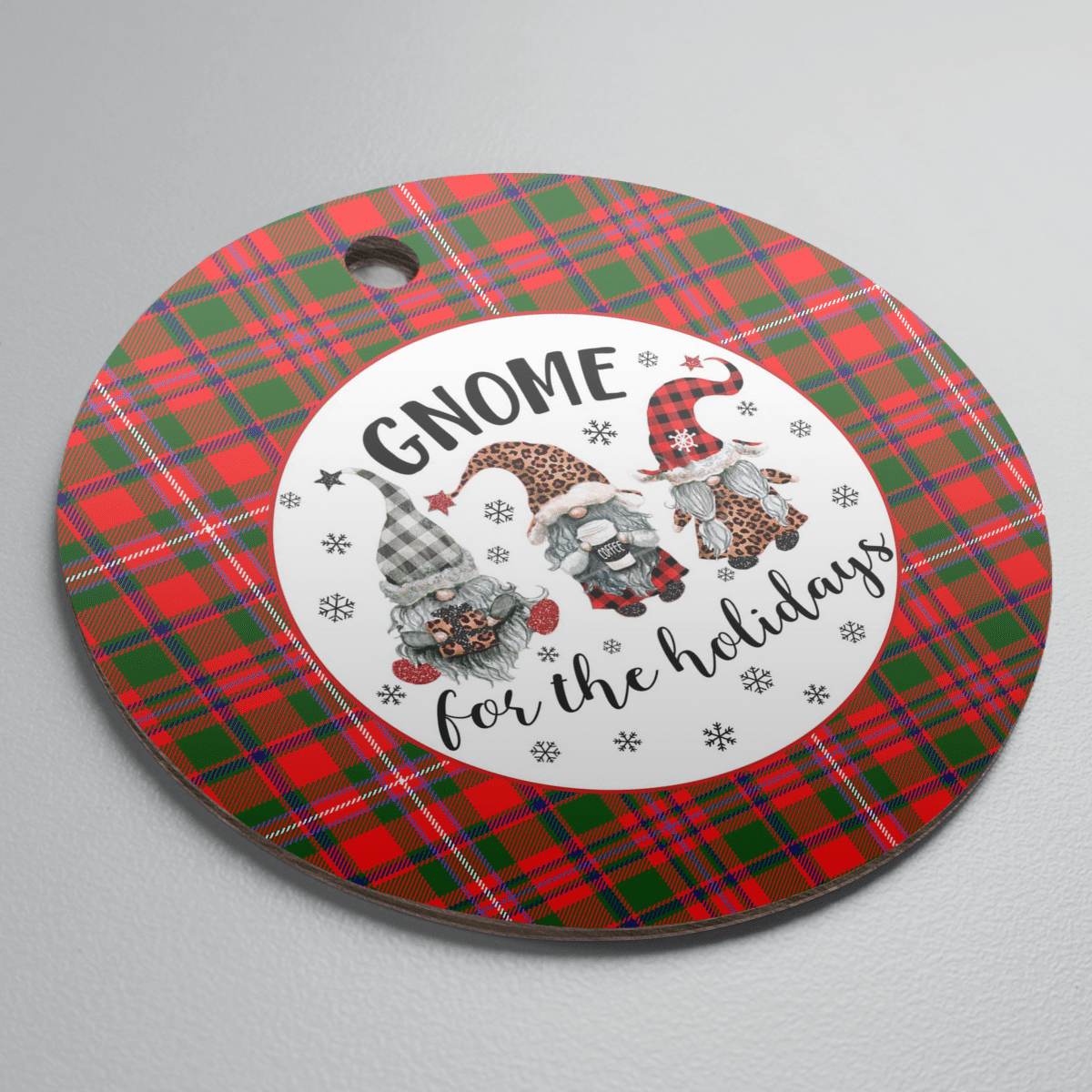Clan MacKinnon Modern Tartan Tartan Crest Gnome Round Ceramic Ornament GS55 MacKinnon Modern Tartan Tartan Christmas   