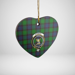 Clan Stewart Old Modern Tartan Crest Heart Ceramic Ornament HC15 Stewart Old Modern Tartan Tartan Christmas   