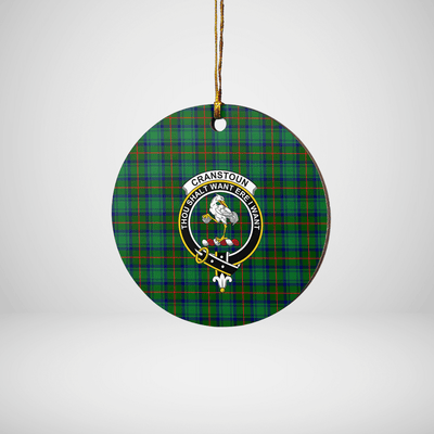 Clan Cranstoun Tartan Crest Round Ceramic Ornament