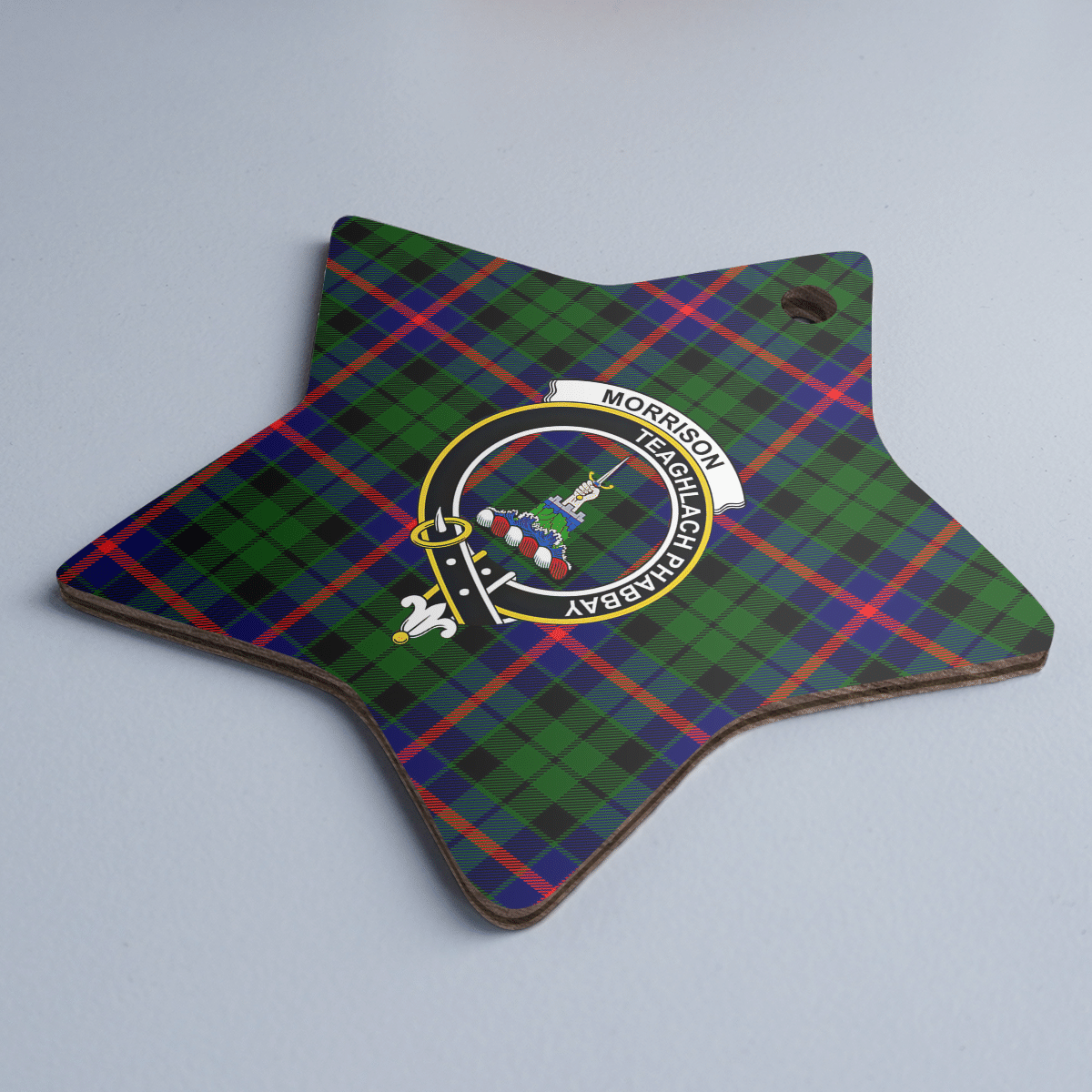 Clan Morrison Modern Tartan Crest Star Ceramic Ornament MS31 Morrison Modern Tartan Tartan Christmas   