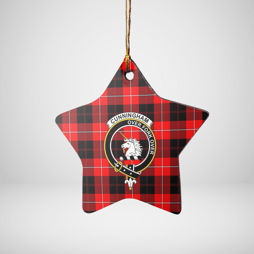 Clan Cunningham Modern Tartan Crest Star Ceramic Ornament FQ34 Cunningham Modern Tartan Tartan Christmas   