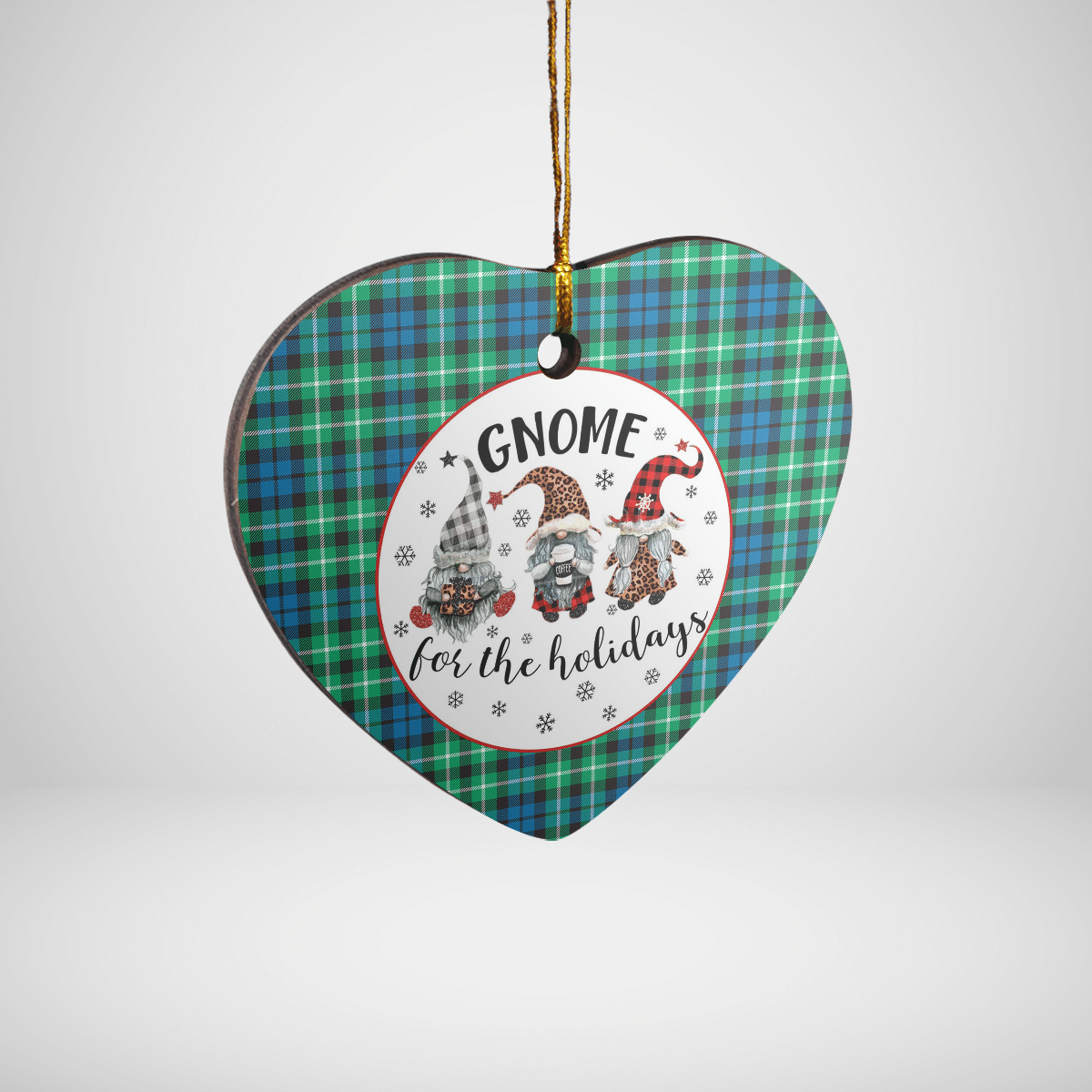 Clan Graham of Montrose Ancient Tartan Tartan Crest Gnome Heart Ceramic Ornament YN51 Graham of Montrose Ancient Tartan Tartan Christmas   