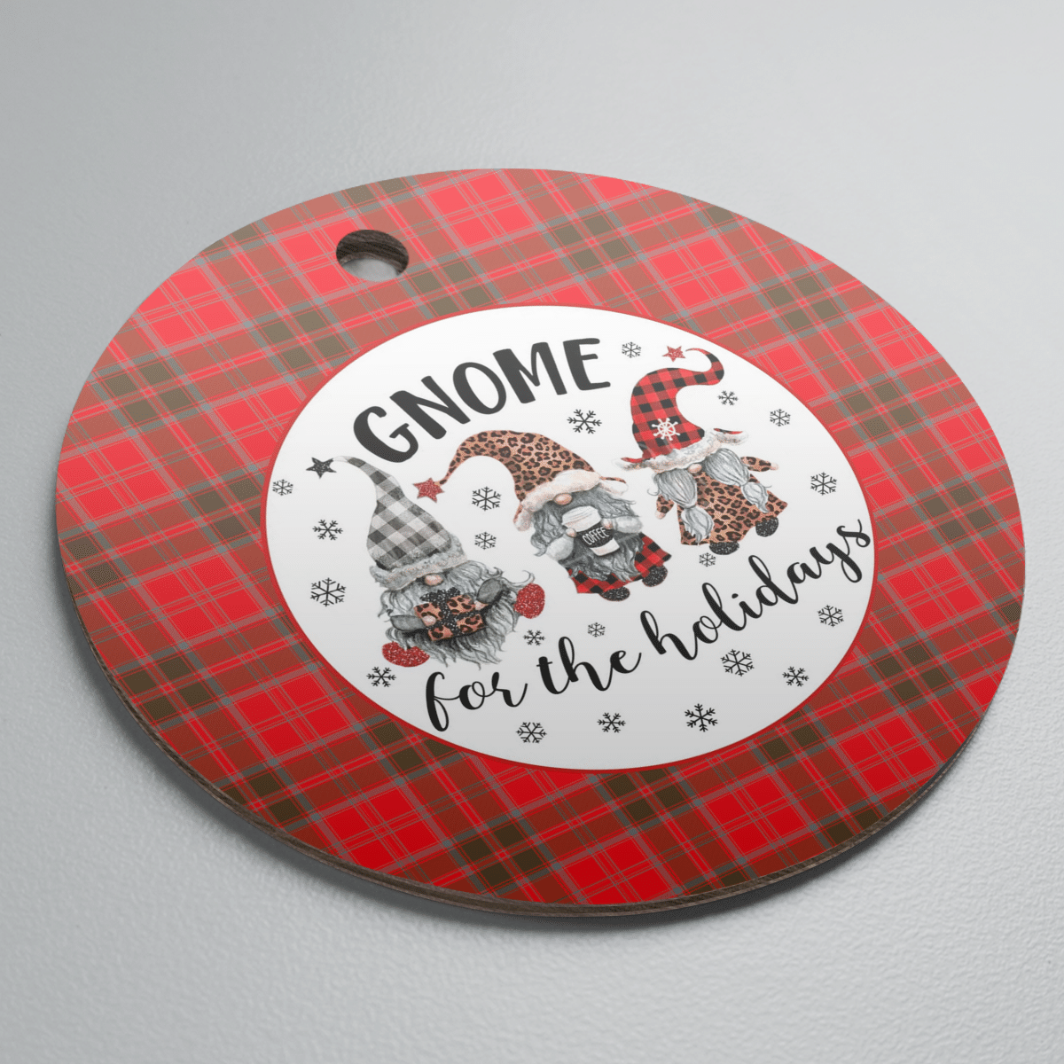 Clan Grant Weathered Tartan Tartan Crest Gnome Round Ceramic Ornament RH97 Grant Weathered Tartan Tartan Christmas   
