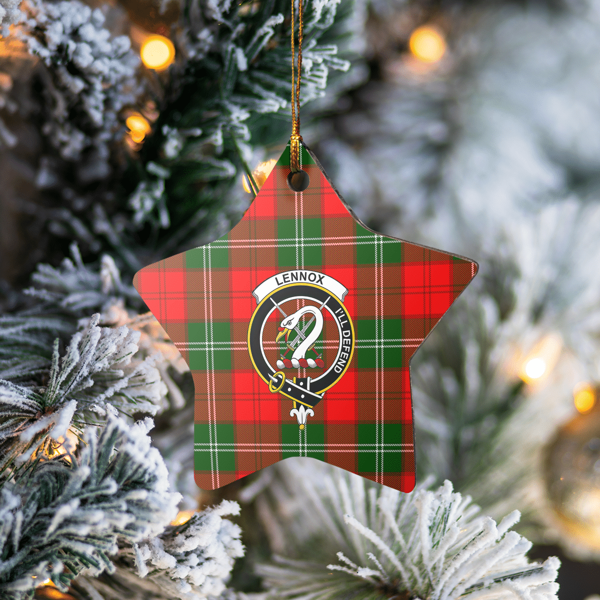 Clan Lennox Modern Tartan Crest Star Ceramic Ornament EJ41 Lennox Modern Tartan Tartan Christmas   