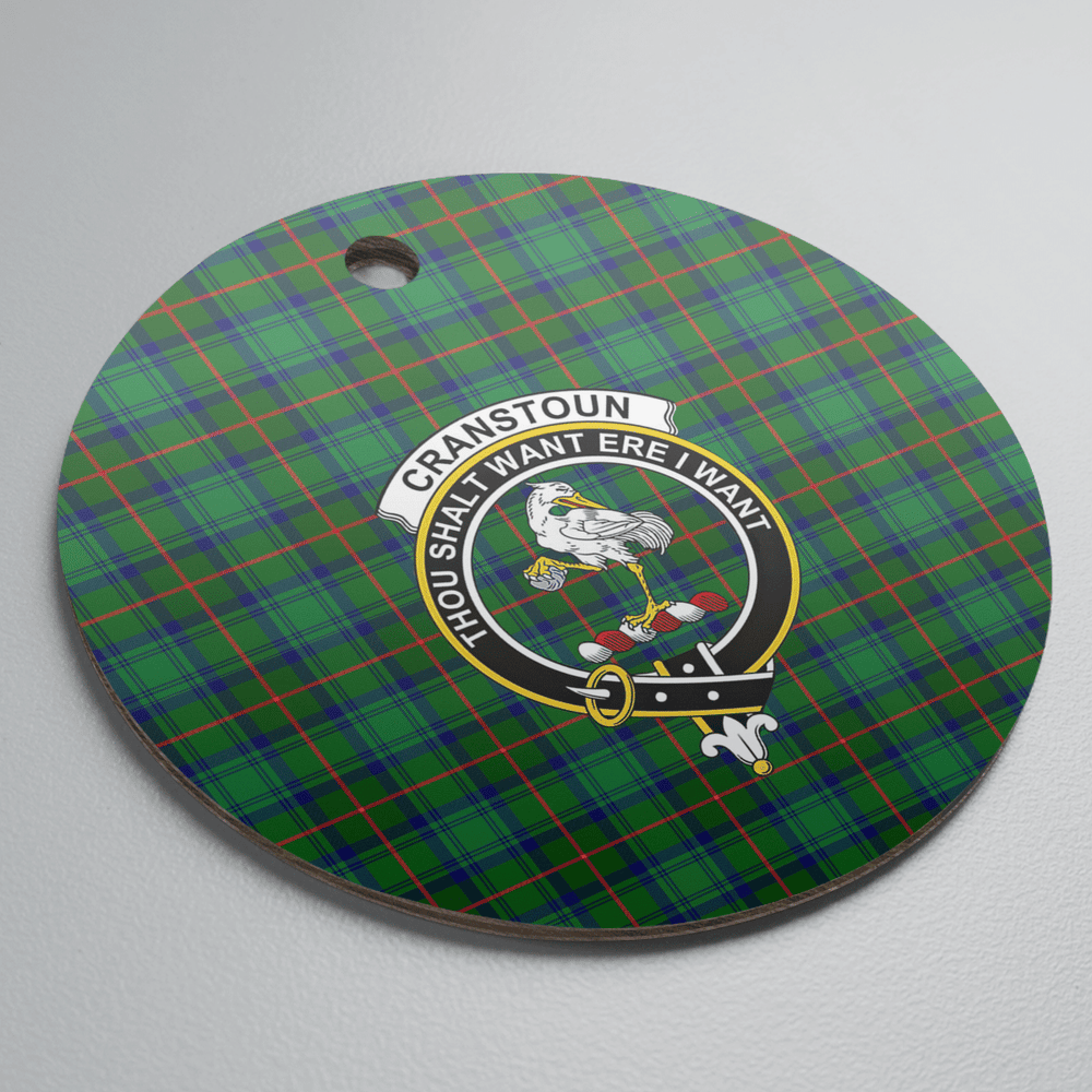 Clan Cranstoun Tartan Crest Round Ceramic Ornament ML33 Cranstoun Tartan Tartan Christmas   