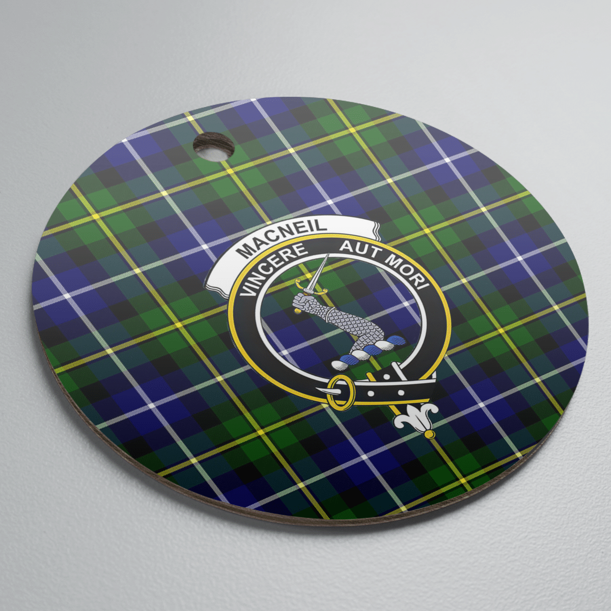 Clan MacNeil of Barra Modern Tartan Crest Round Ceramic Ornament NG60 MacNeil of Barra Modern Tartan Tartan Christmas   