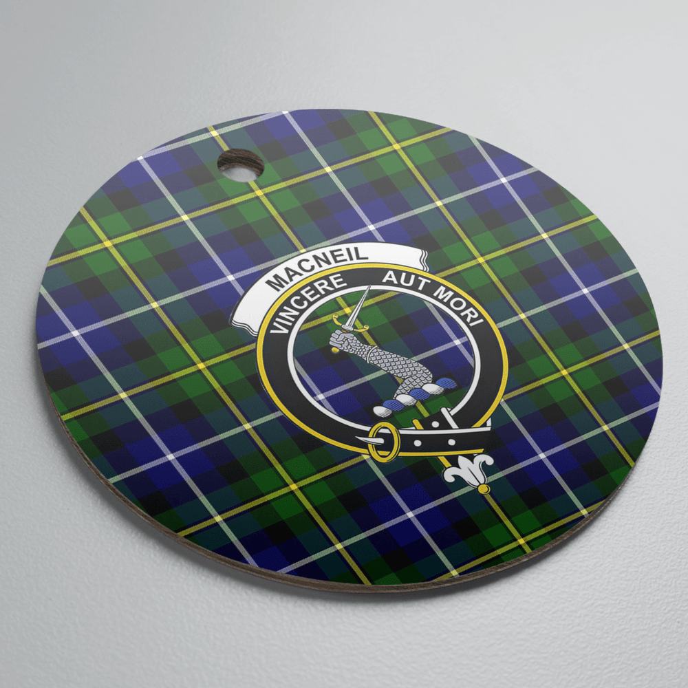 Clan MacNeil of Barra Modern Tartan Crest Round Ceramic Ornament NG60 MacNeil of Barra Modern Tartan Tartan Christmas   