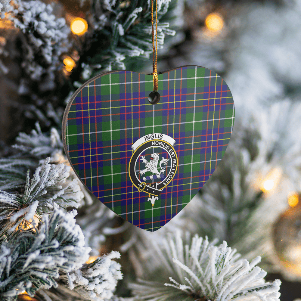 Clan Inglis Modern Tartan Crest Heart Ceramic Ornament DR75 Inglis Modern Tartan Tartan Christmas   