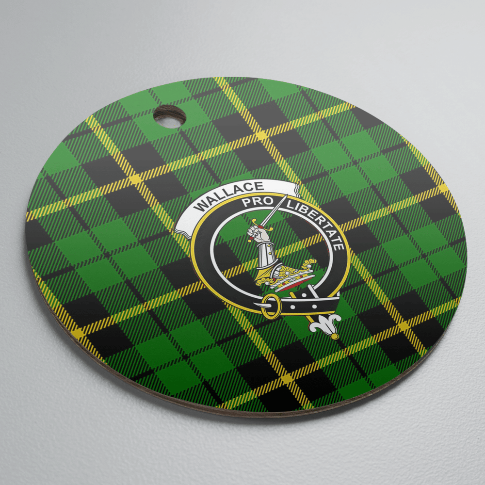 Clan Wallace Hunting Green Tartan Crest Round Ceramic Ornament EU44 Wallace Hunting Green Tartan Tartan Christmas   