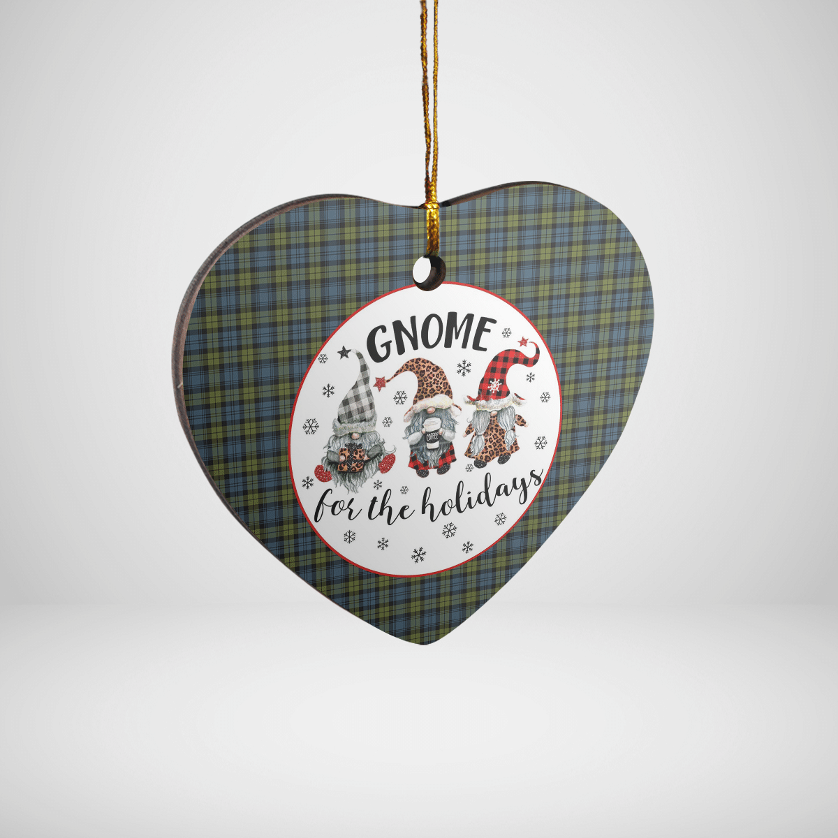 Clan Campbell Tartan Tartan Crest Gnome Heart Ceramic Ornament QY84 Campbell Tartan Tartan Christmas   
