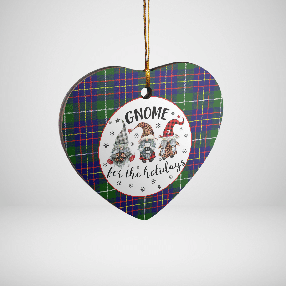Clan Inglis Modern Tartan Tartan Crest Gnome Heart Ceramic Ornament CA63 Inglis Modern Tartan Tartan Christmas   