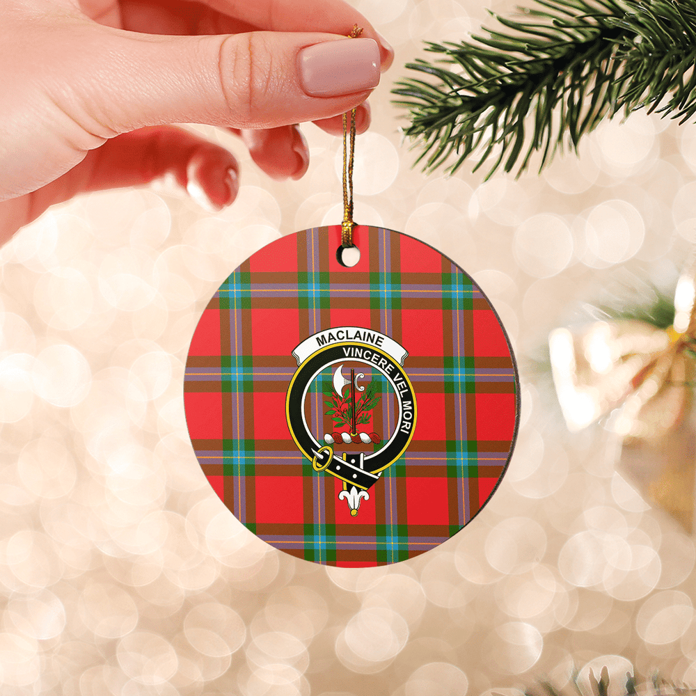 Clan MacLaine of Loch Buie Tartan Crest Round Ceramic Ornament YT24 MacLaine of Loch Buie Tartan Tartan Christmas   