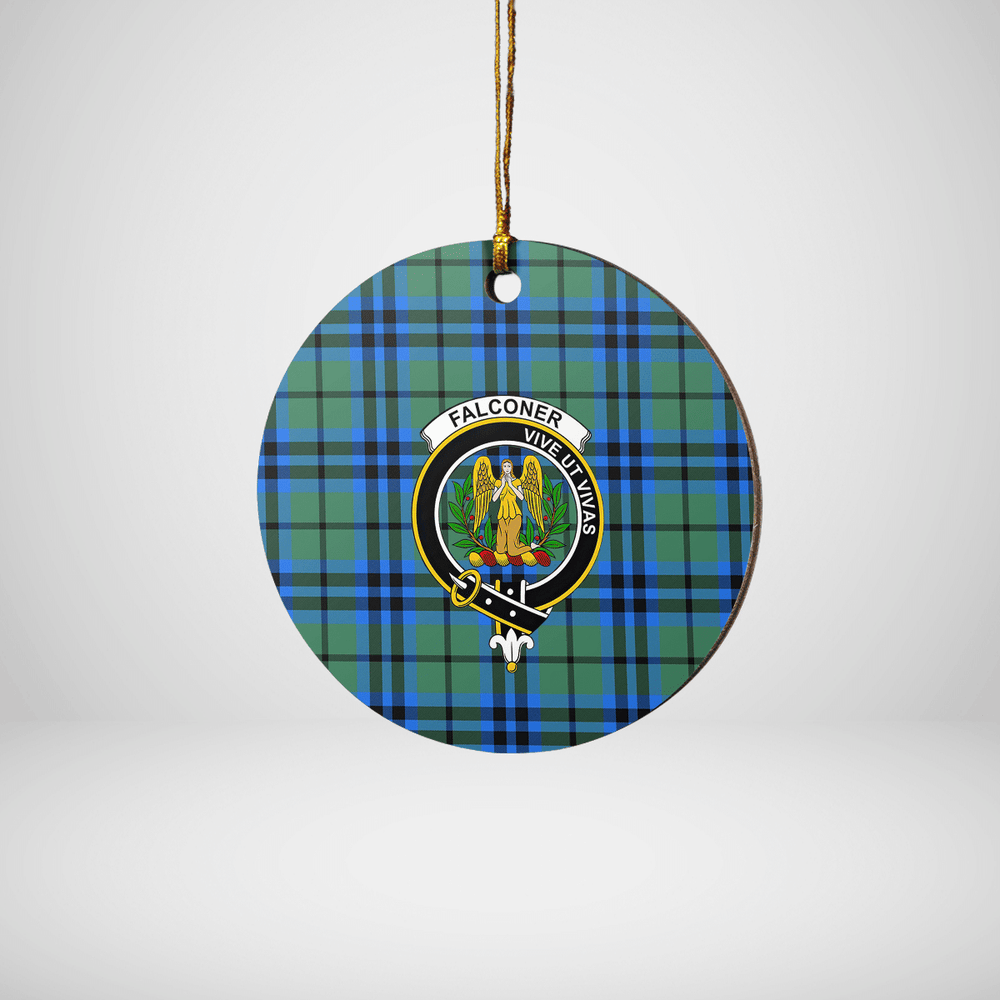 Clan Falconer Tartan Crest Round Ceramic Ornament WT31 Falconer Tartan Tartan Christmas   